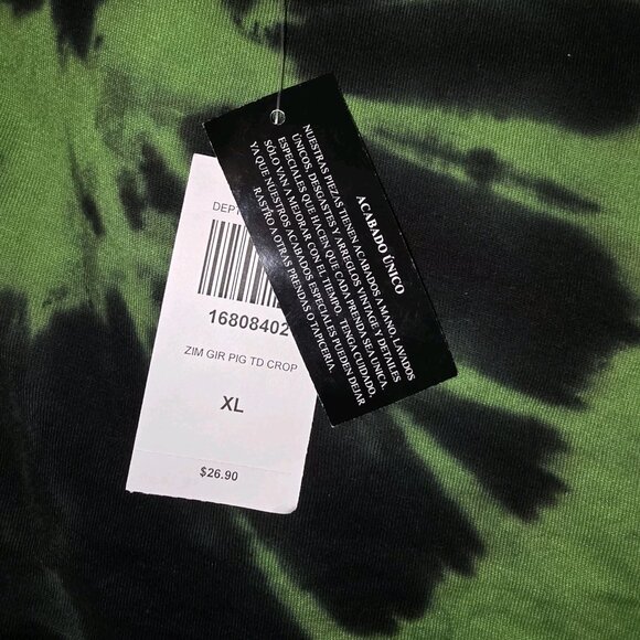 Invader Zim GIR Pig Tie-Dye Crop T-Shirt Sz L Black And Green - Picture 6 of 8